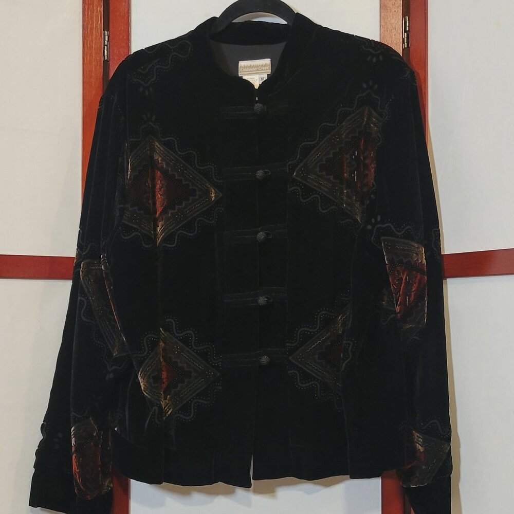 Velvet Mandarin Collar Jacket - Size 3